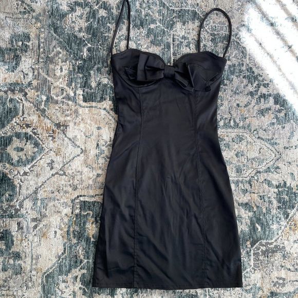 Wheels & Dollbaby black satin bustier pinup bodycon dress - Picture 5 of 11